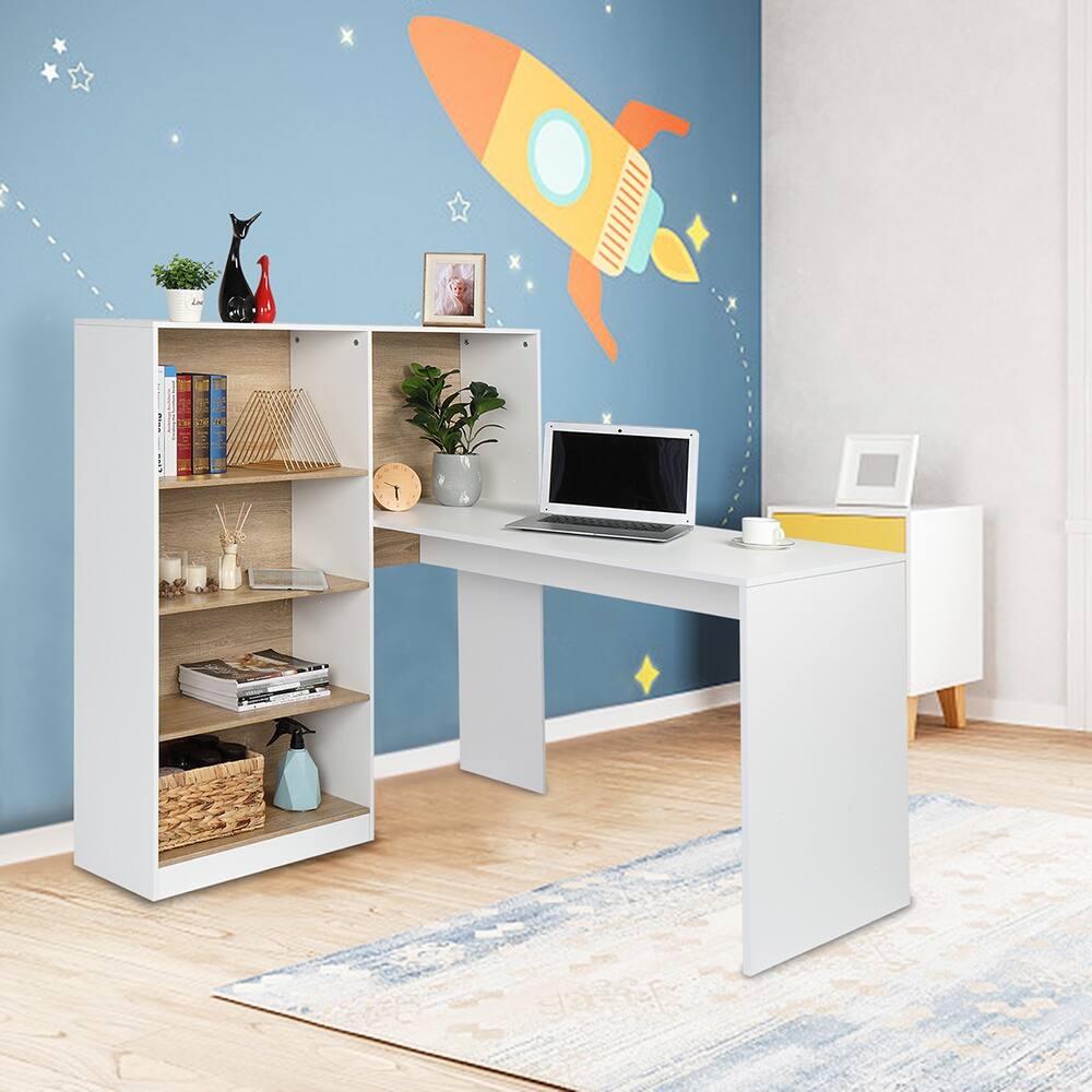 Steel Frame Computer Desk With 4 Bookshelf