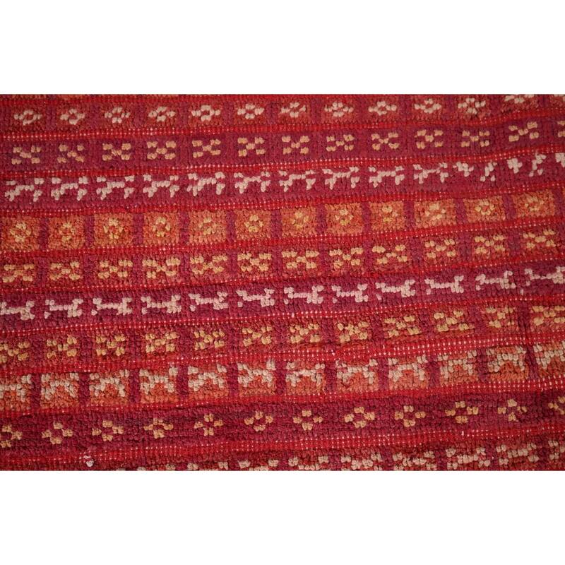 Checkered Moroccan Large Oriental Area Rug Hand-Knotted Wool Carpet - 9'8" x 13'11"