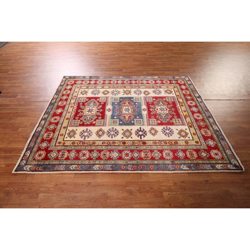 Beige Kazak Oriental Area Rug Handmade Wool Carpet - 5'2" x 6'9"