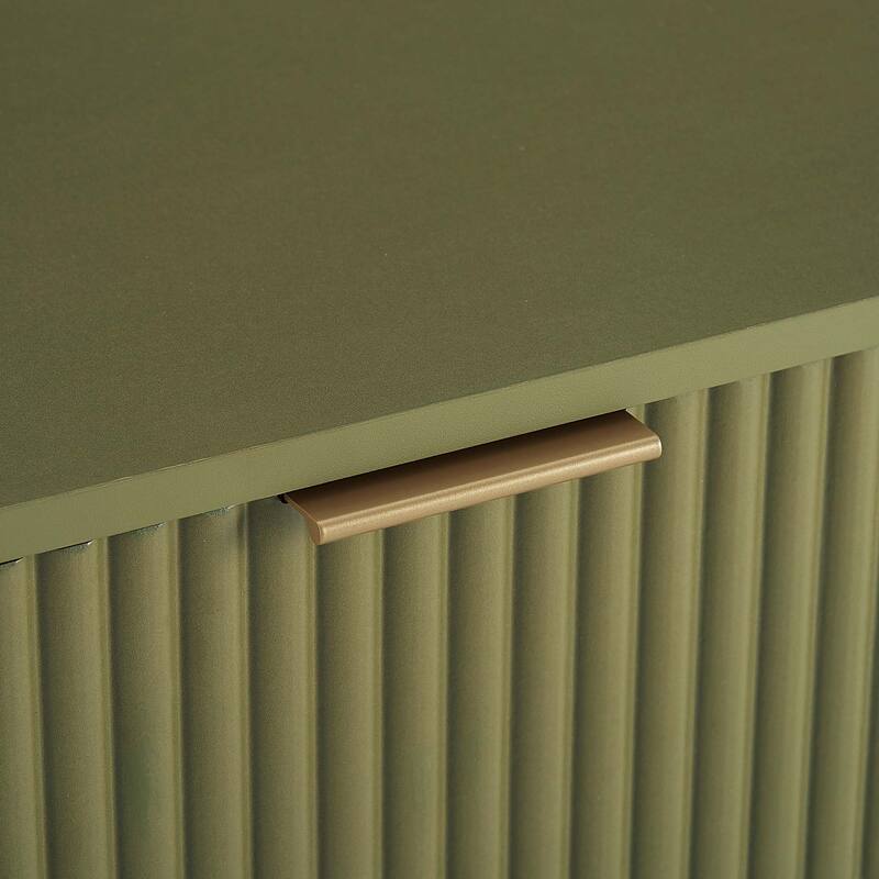 20" Fluted Nightstand with 1 Drawer and Metal Legs Modern Design