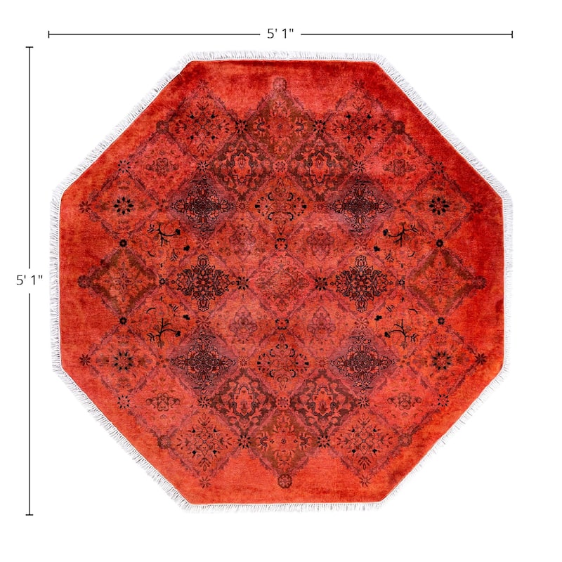 Fine Vibrance One-of-a-Kind Hand-Knotted Area Rug - Pink, 5' 1" x 5' 1" - 5' 1" x 5' 1"