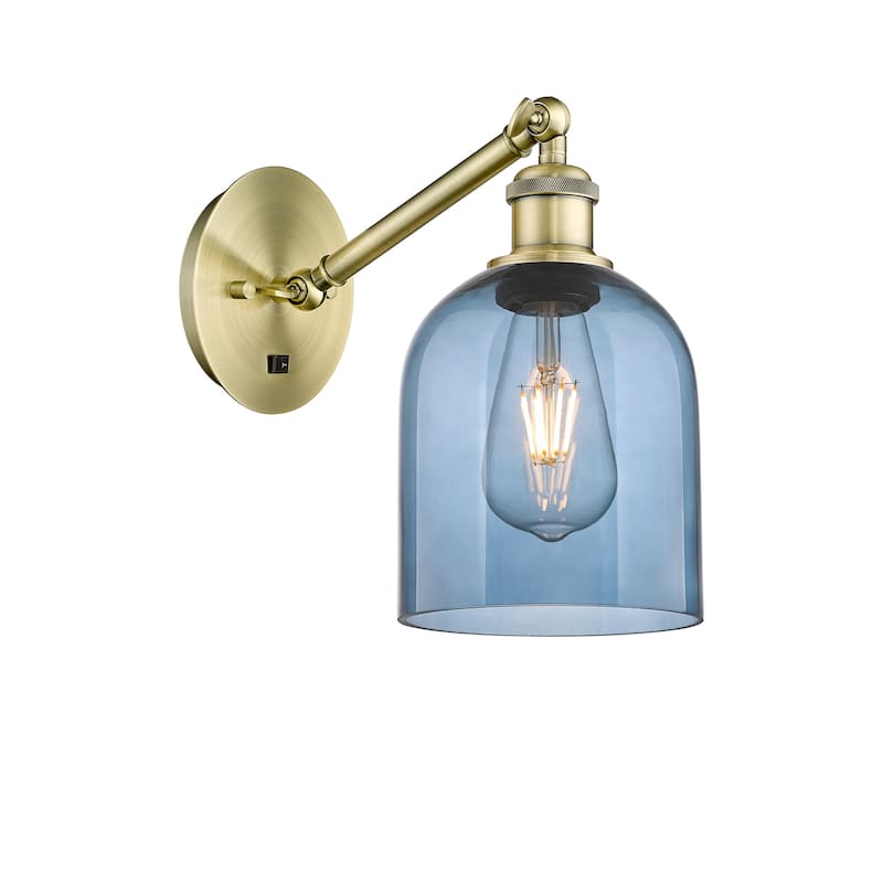 Innovations Lighting 317-1W-10-6 Bella Sconce Bella 10" Tall Wall - Antique Brass / Princess Blue