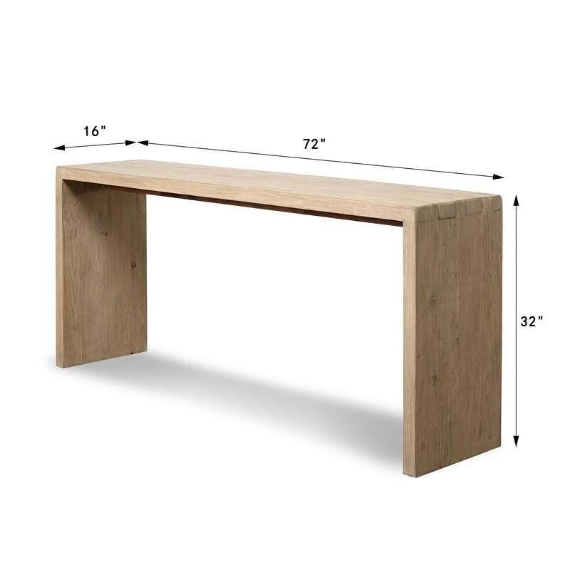 72 Inches Waterfall Console Table Reclaimed Pinewood Whitewash