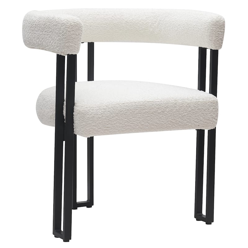 Contemporary Boucle Fabric Dining Chair, Set of 2 - Ivory