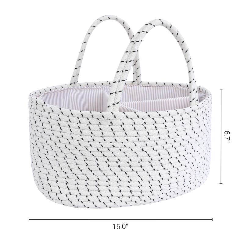 1 Pack Woven Storage Basket, Shelf Closet Storage Bin, Organizer Bin - White - 15*9.8*6.7"