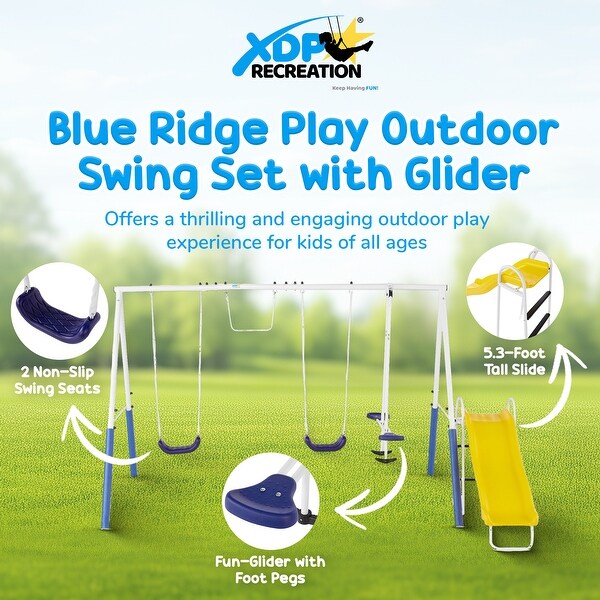 XDP Recreation Blue Ridge Play Outdoor Swing Set with Glider, 2