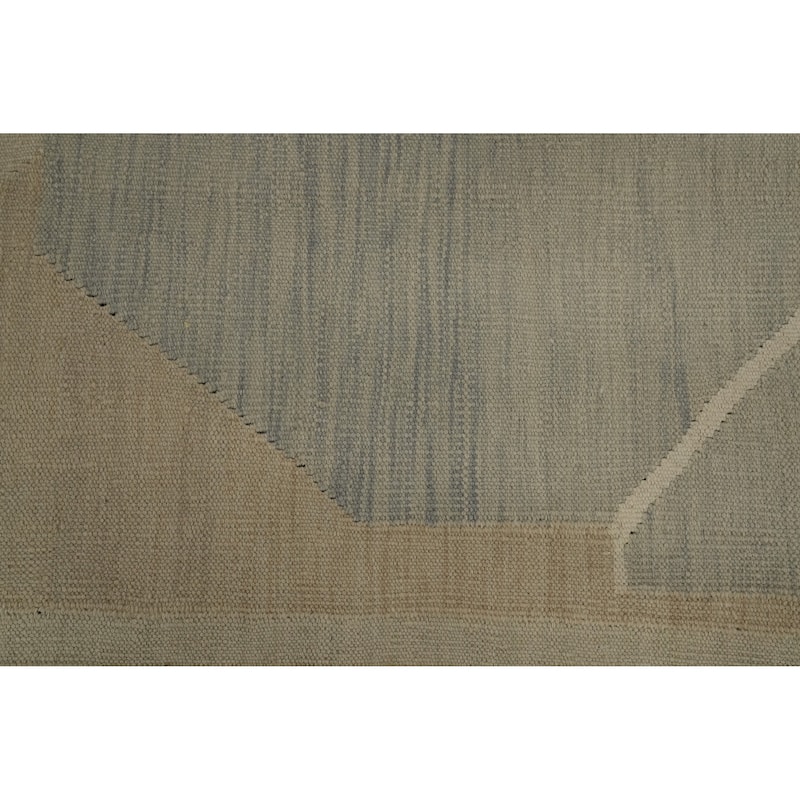 Hand Woven Oriental 100% Wool Carpet Southwestern Tribal Beige & Ivories Kilim Runner Rug - 12' 0'' X 2' 7''
