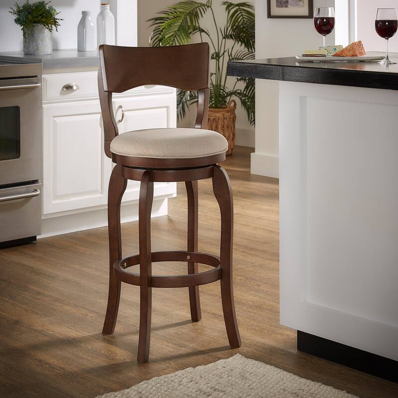 Lyla Swivel 29-inch Brown High Back Bar Height Barstool by iNSPIRE Q Classic