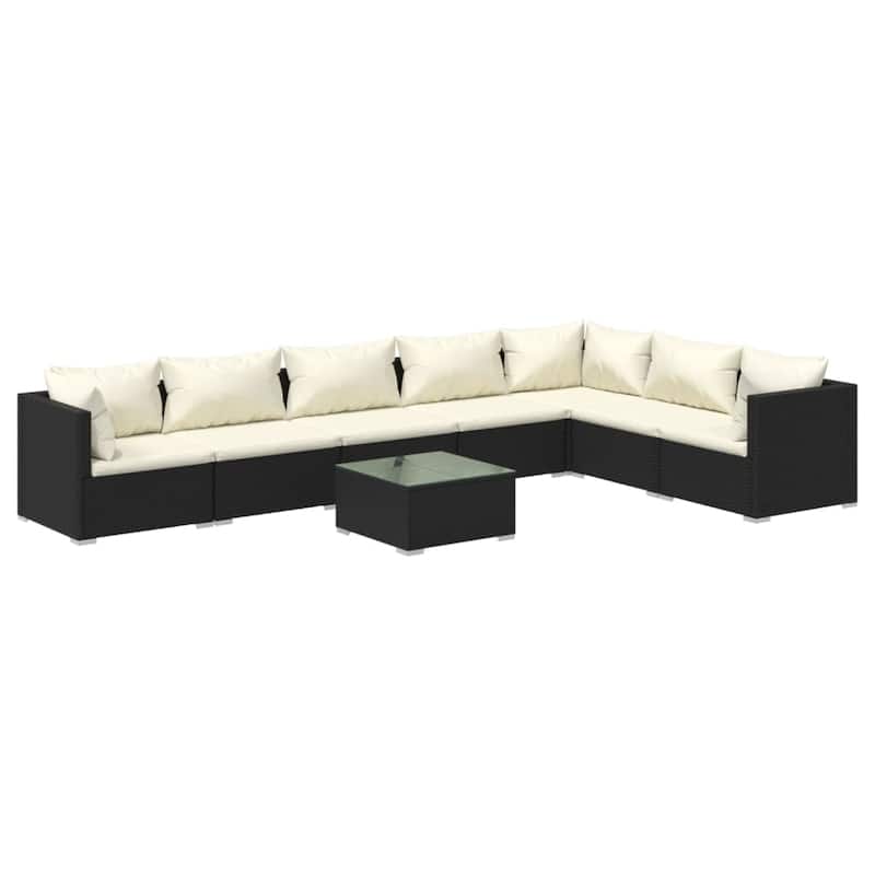 vidaXL Patio Lounge Set Outdoor Sectional Sofa Set Table Garden Poly Rattan
