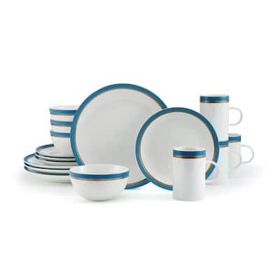 Pfaltzgraff Ezra Blue 16-Piece Dinnerware Set, Service for 4 - 16PC