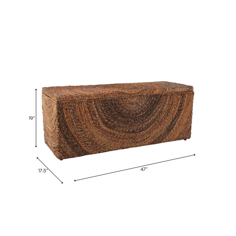 Woven Upholstered Storage Bench Wide Seat - Brown, 19 in. - 47.0"