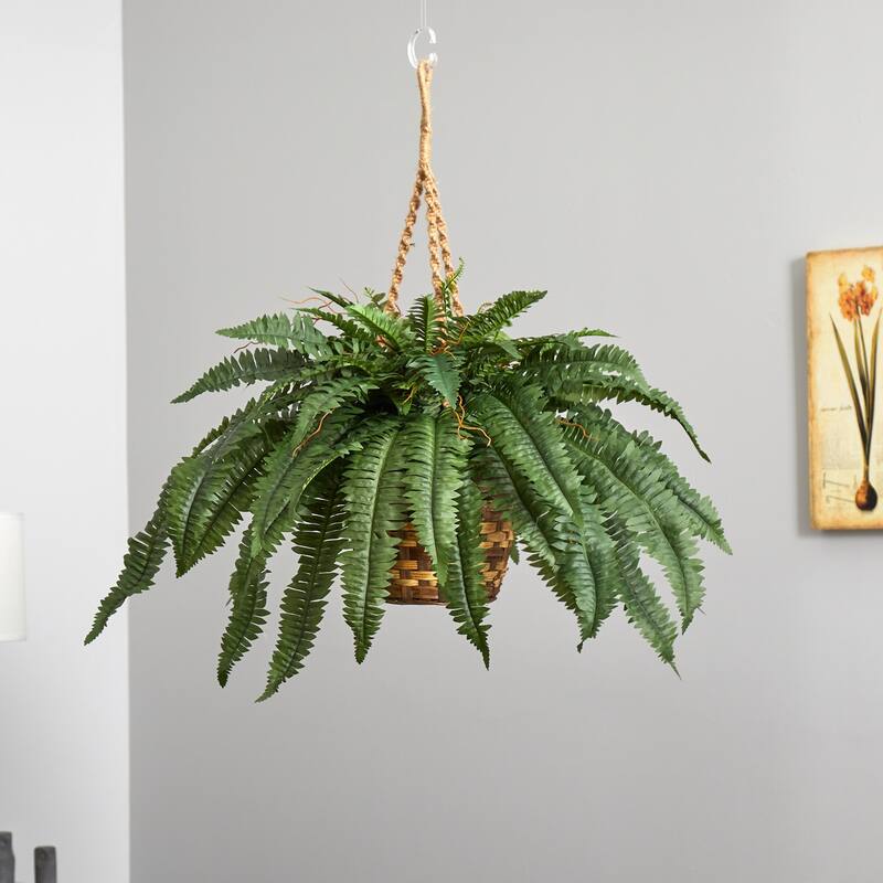 Decorative Fern Hanging Basket Artificial Plants for Home Decor Indoor Greenery & Living Room Plants