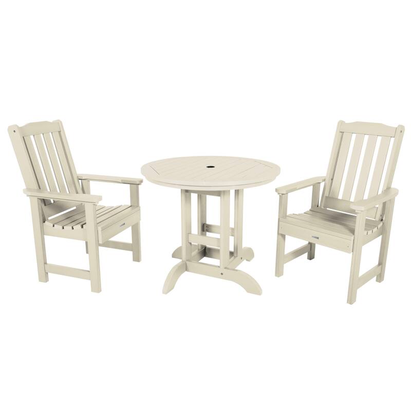 Lehigh 3-Piece Outdoor Dining Set - 36" Round Table, Dining-height - Whitewash