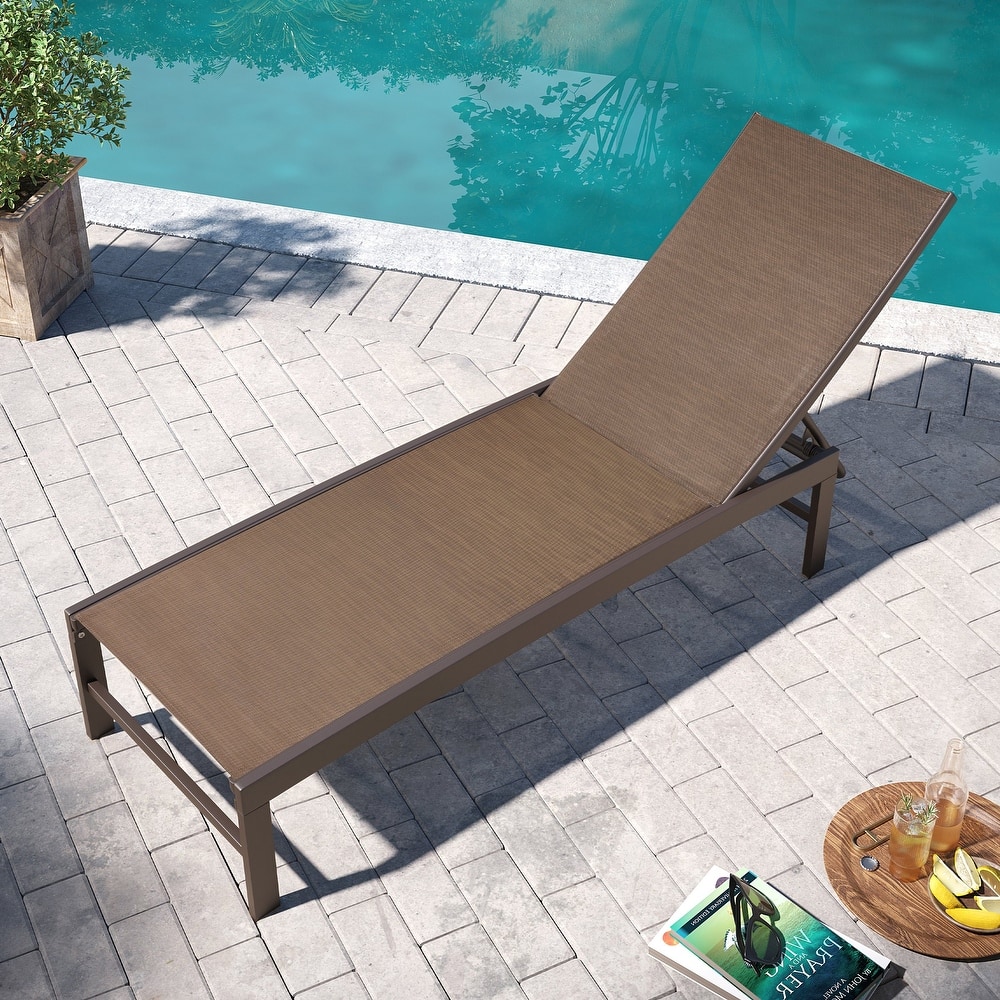 Pellebant Outdoor Aluminum Patio Chaise Lounge Chair Adjustable