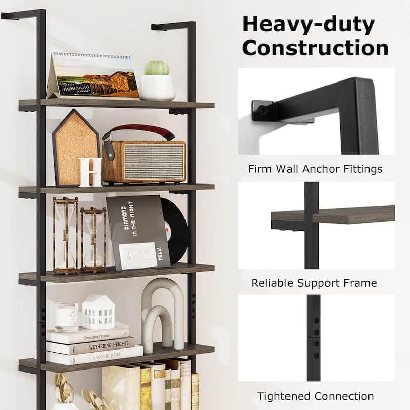 Costway 6-tier Ladder Shelf 72 Inches Industrial Wall Mounted - See Details