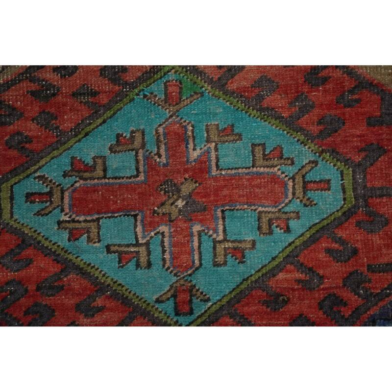 Hand Knotted Oriental 100% Wool Carpet Traditional Geometric Oranges & Rust Tabriz Runner Rug - 9' 10'' X 3' 1''