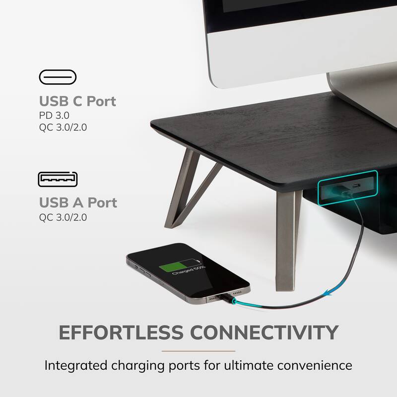 Jani Wood Monitor Stand Riser Desk - Ergonomic Design Stand, Desktop Organizer Table for Home, Office Workspace, Gaming Desk