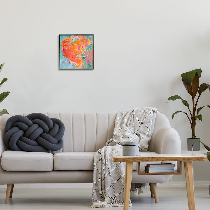 Stupell Street Style Graffiti Heart Shape Bold Paint Splatter Framed Wall Art, Design by Porter Hastings