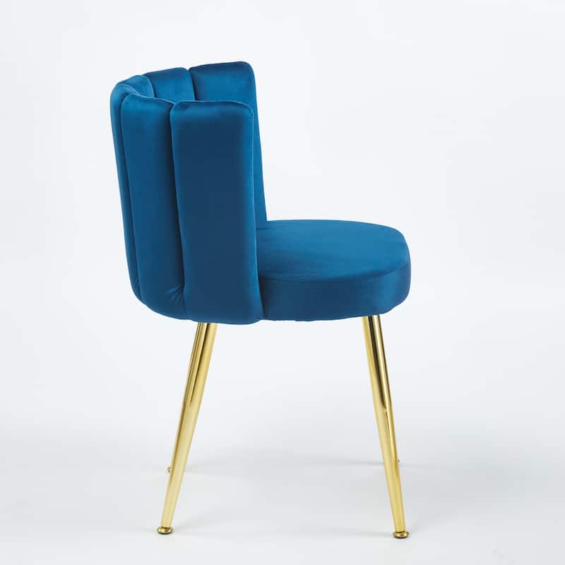 Modern dining chair(set of 2 ) with iron tube golden color legs, velvet and comfortable backrest