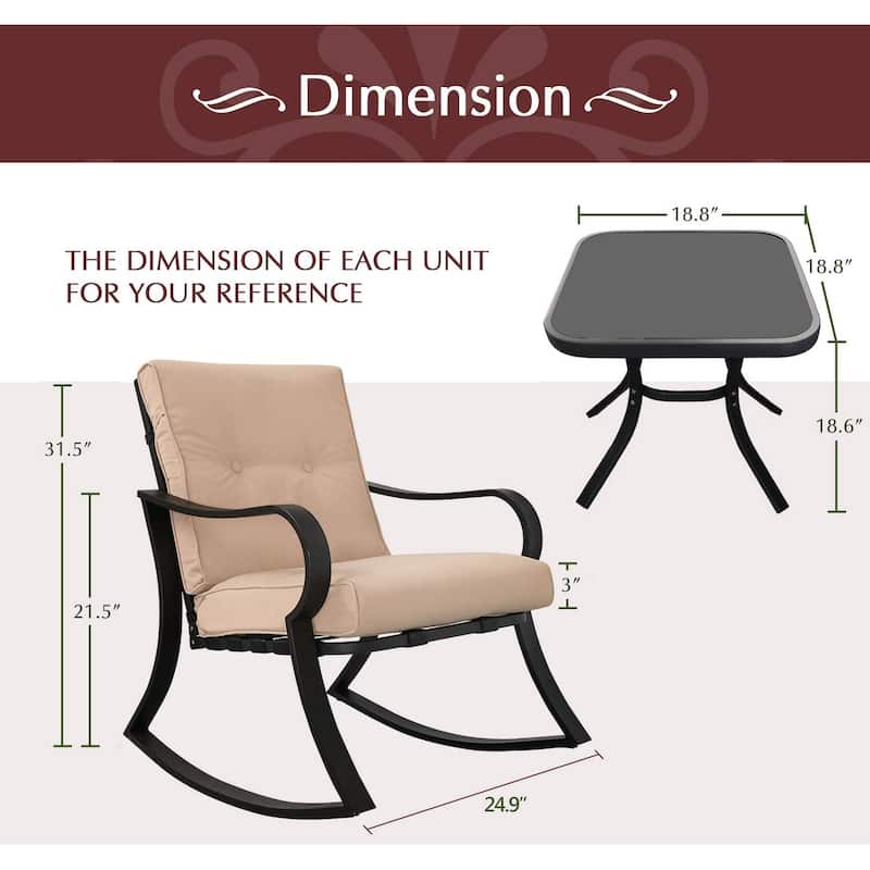 Solaura Metal Outdoor 3-piece Rocking Bistro Set