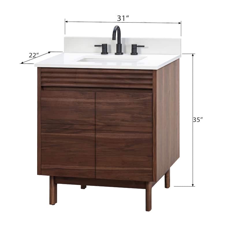 Avanity Carina Bathroom Vanity in Coffee Teak with White Engineered Stone Top