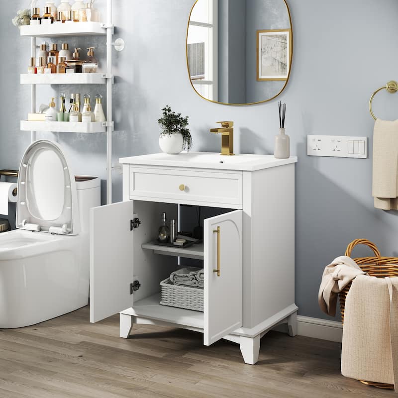 28" Freestanding Bathroom Vanity Cabinet with Sink