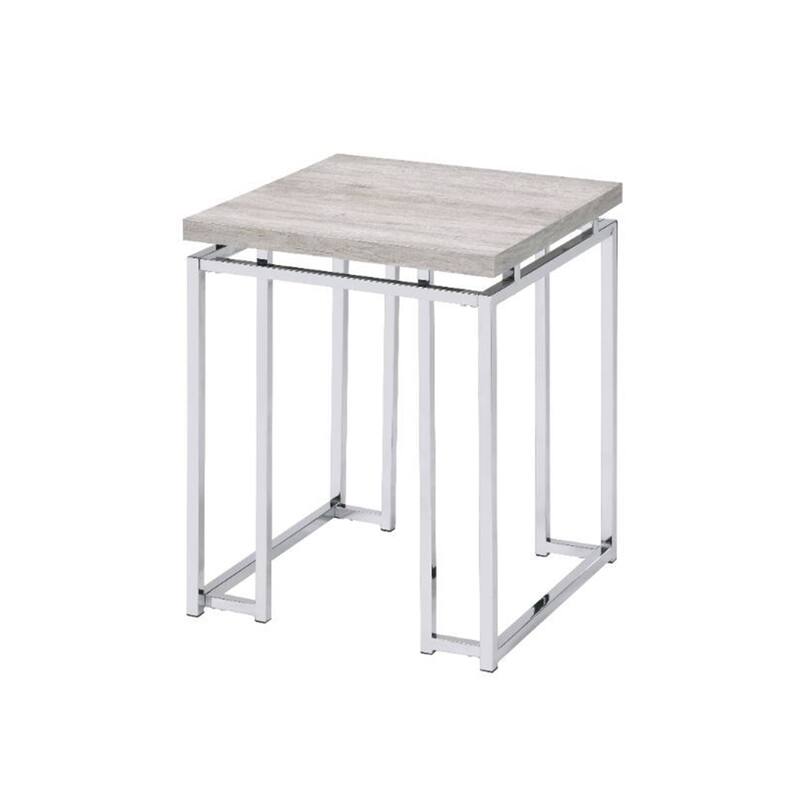 Square End Table with Metal Sled Base