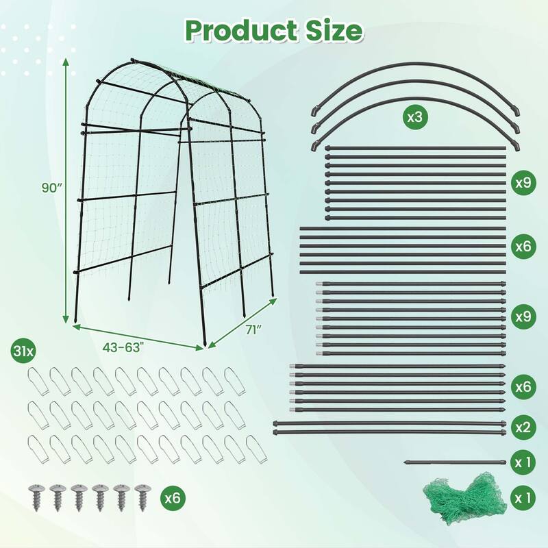 Costway 1/2 PCS 7.5FT Garden Arch Trellis Outdoor Plant Support