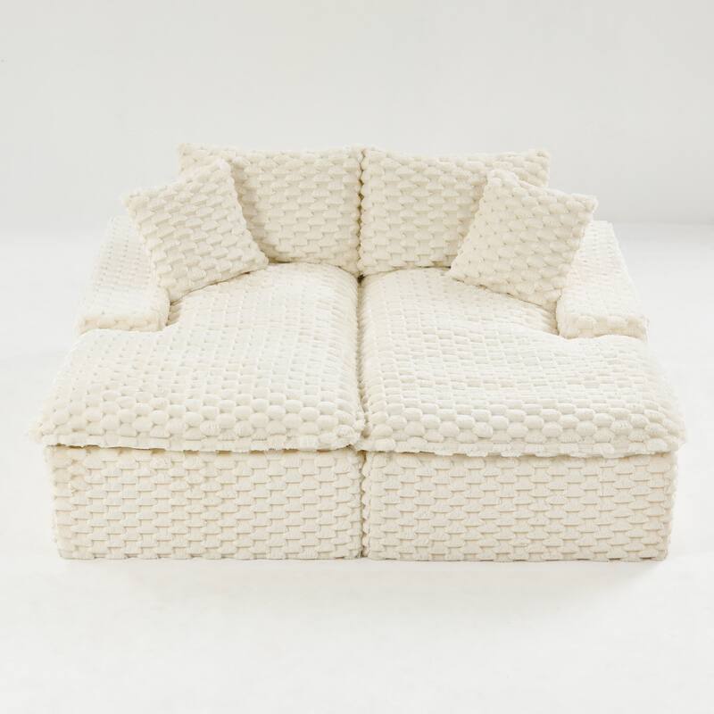 Double Chaise Lounge Sofa Turtle Velvet Sectional Sofa Set Lazy Sleeper Sofa, Full Compressed Sponge