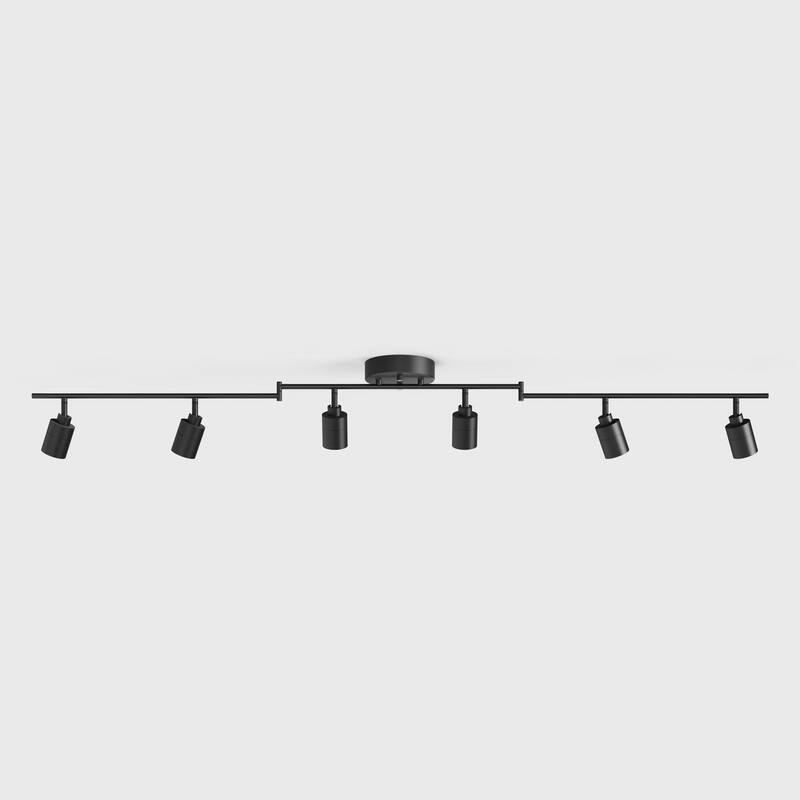 Shura 6-Light Black Integrated LED Swivel Track Light with Rotatable Heads, 5 ft. Track Lighting Kit, 3000k, 3000 Lumens