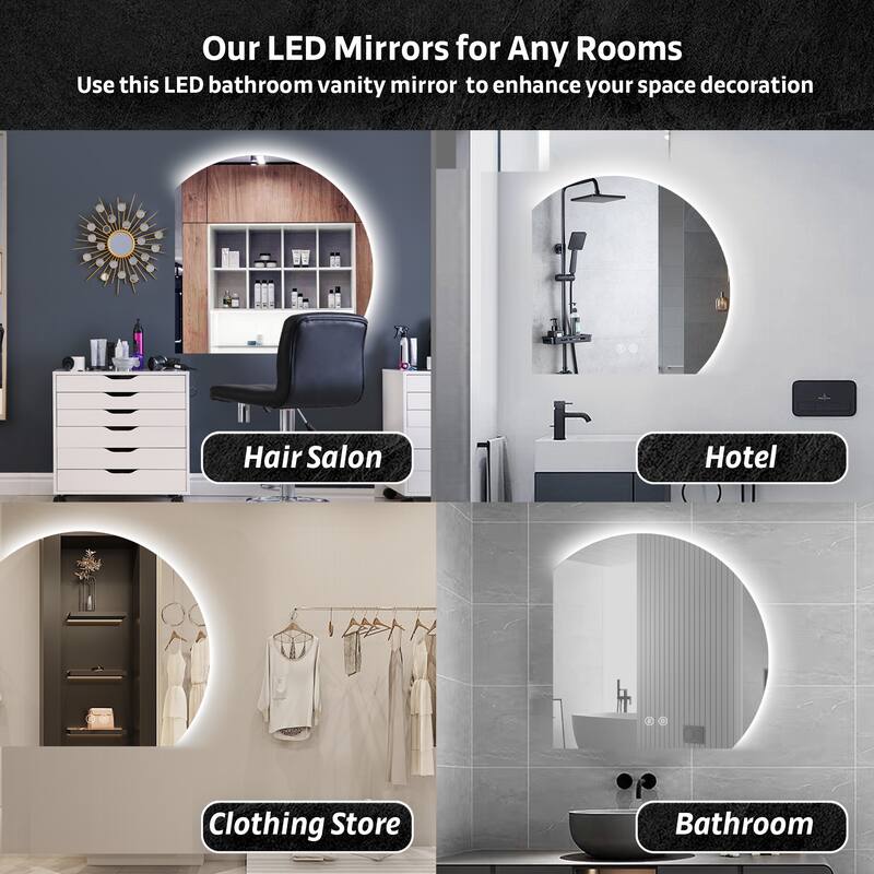 Yulika Irregular LED Mirror for Bathroom with Front Light and Backlit with Dimmable 3 Light Modes