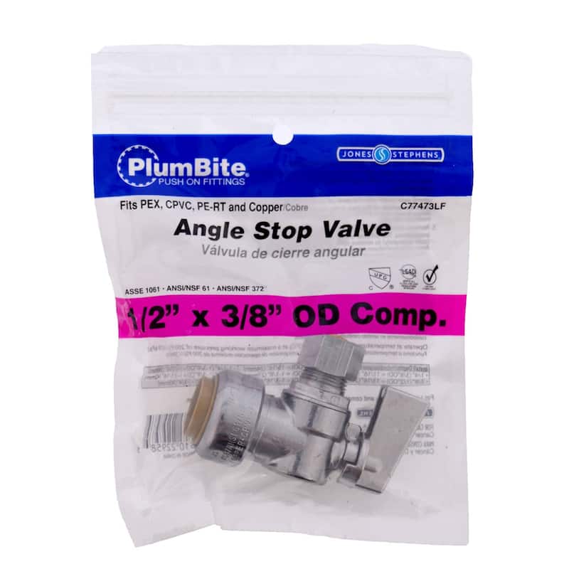Jones Stephens 1/2" x 3/8" OD COMP PlumBite� Push On Supply Stop,