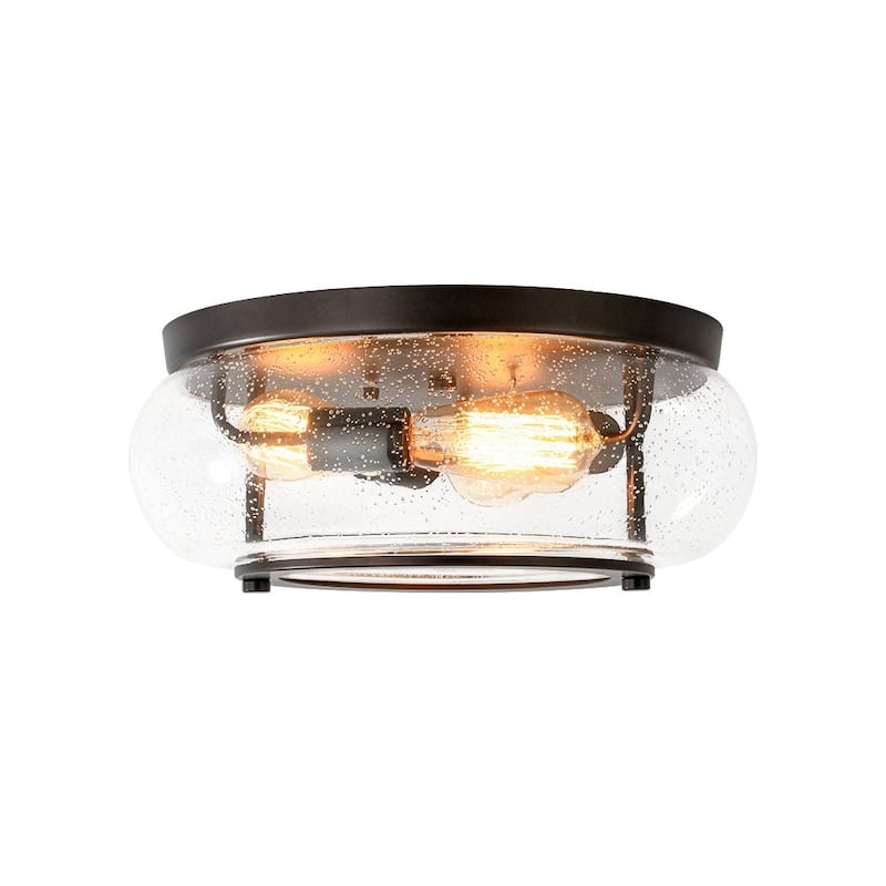 Oil Rubbed Bronze 3-Light Round Glass Flush Mount Ceiling Light