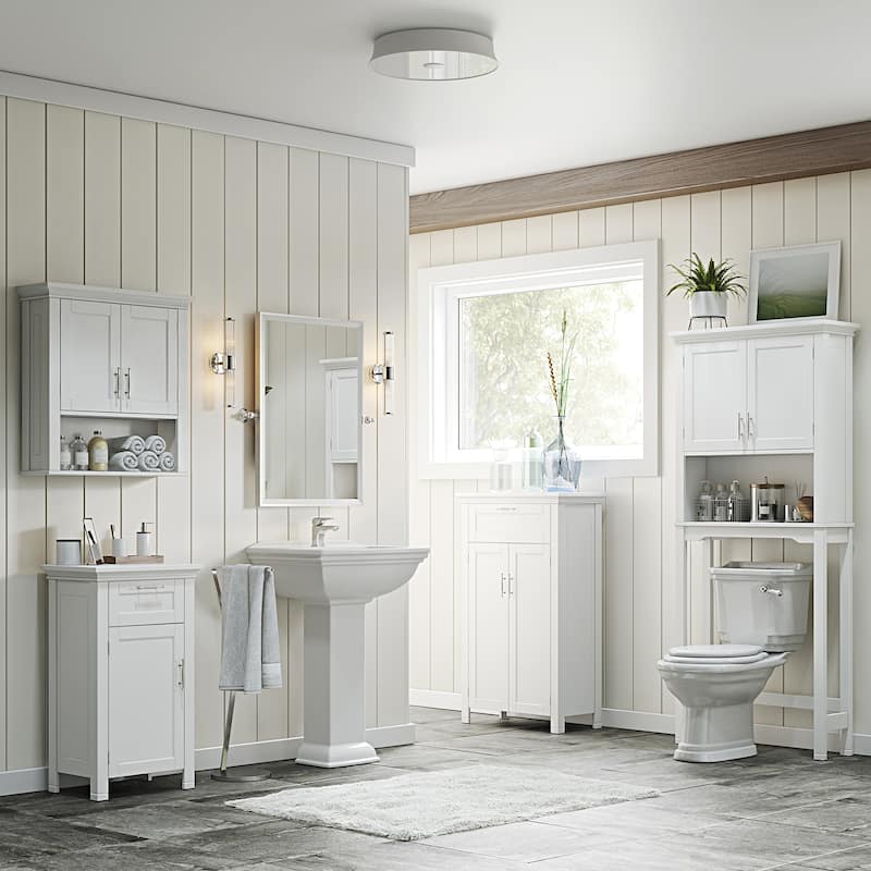 RiverRidge Somerset Two-Door Bathroom and Laundry Storage Cabinet with Drawer and Adjustable Shelf - White - N/A
