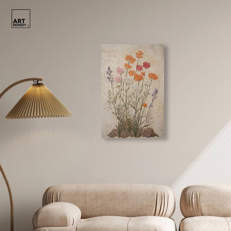 Sculpted Flora Frieze II Canvas by Art Remedy, Gallery Wrapped