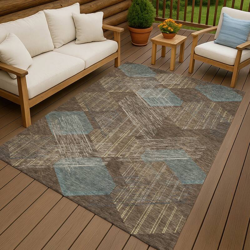 Machine Washable Indoor/ Outdoor Modern Hotchkiss Chantille Rug - Chocolate - 3' x 5'