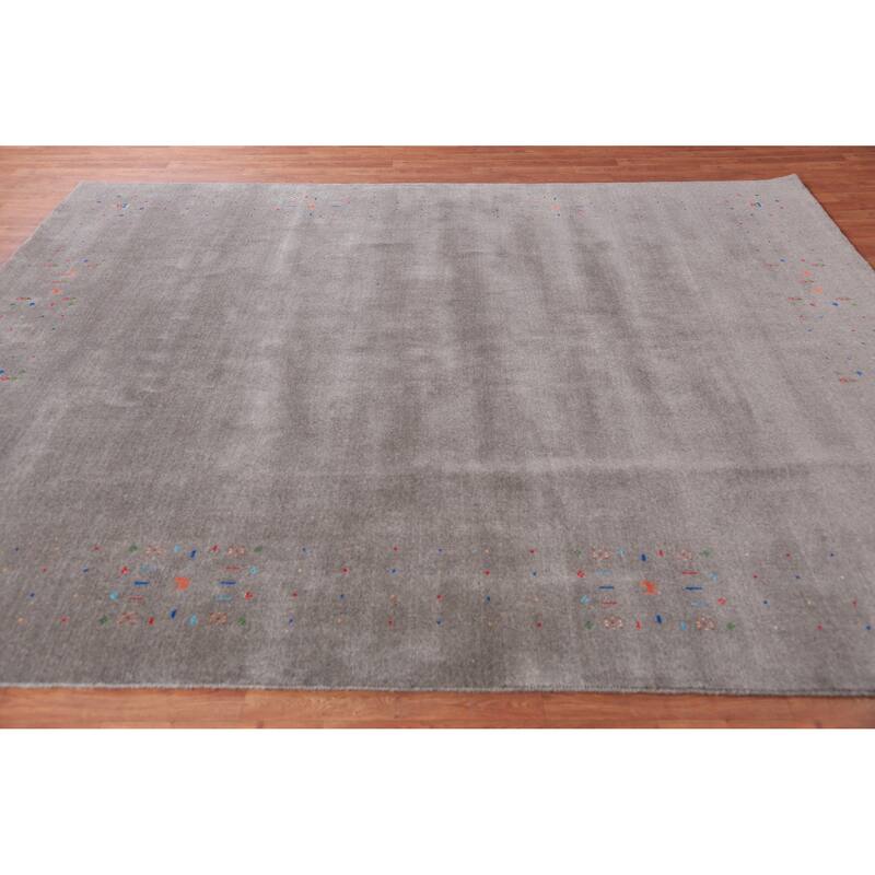Gabbeh Indian Area Rug Hand-Knotted Wool Carpet - 7'10" x 9'9"