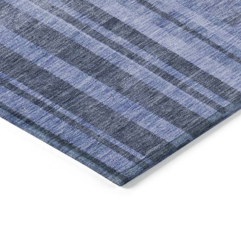 Machine Washable Indoor/ Outdoor Modern Stripes Chantille Rug