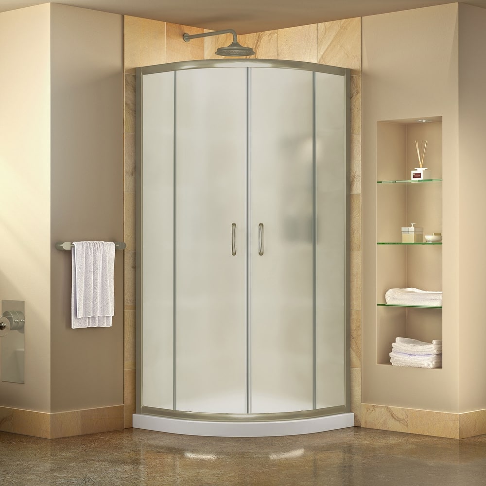 DreamLine Prime 36 in. x 36 in. x 74 3/4 in. Sliding Shower Enclosure and Shower Base Kit - 36" x 36" - 36" x 36"