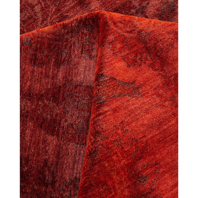 Overdyed, One-of-a-Kind Hand-Knotted Area Rug - Red - 8' 2" x 9' 8"