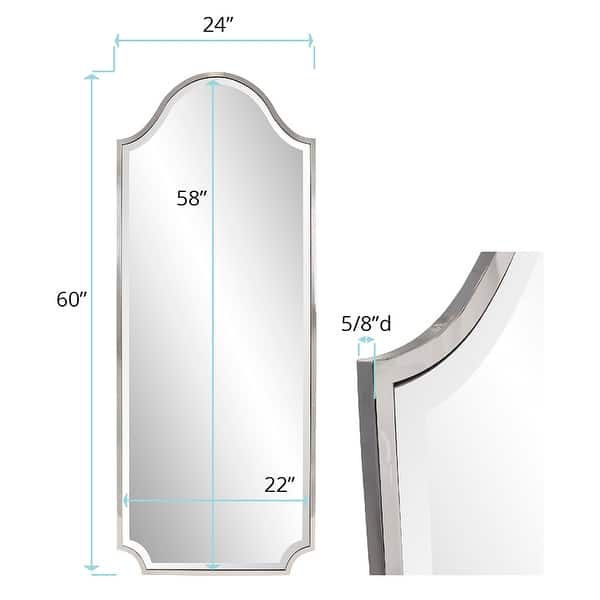 dimension image slide 0 of 3, Allan Andrews Stainless Steel Framed Hand Beveled Shield Mirror