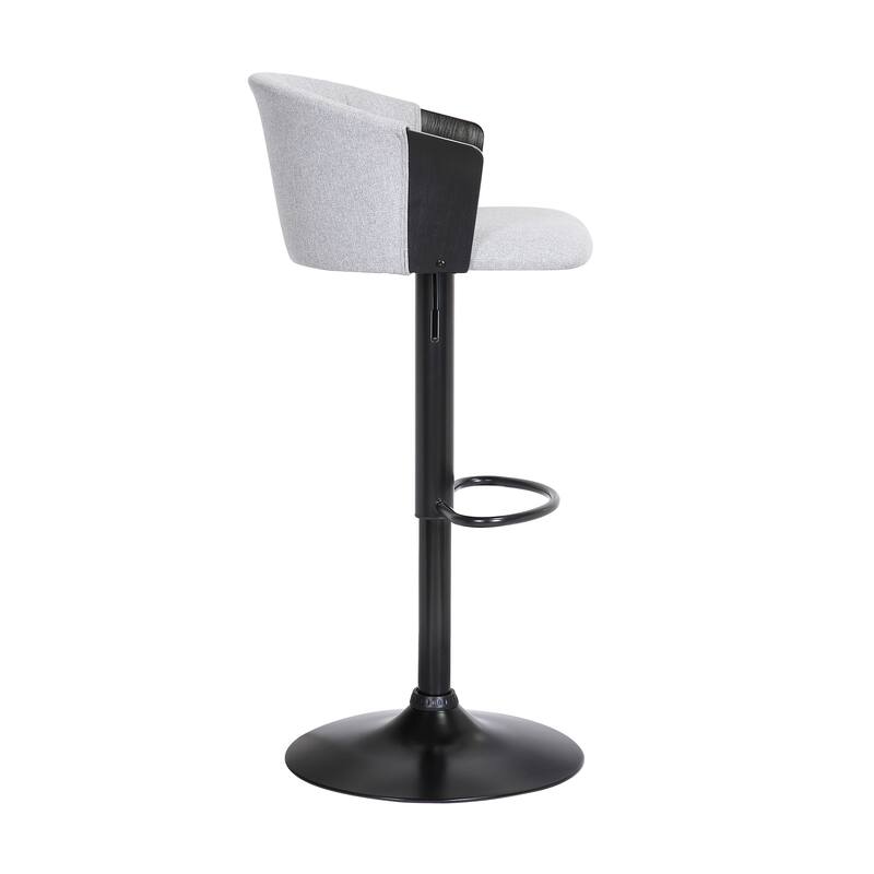Lydia Upholstered Adjustable Wood Bar Stool with Black Metal Base