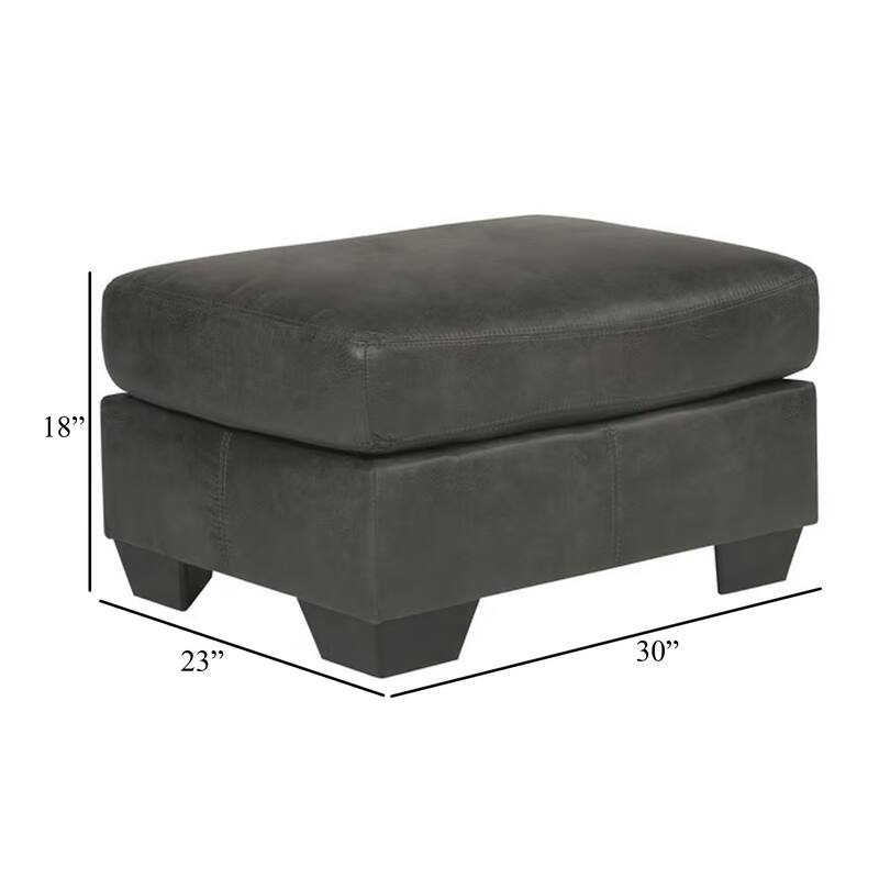 Limu Ottoman, 23x30 Inch, Corner Block, Classic Gray Faux Leather