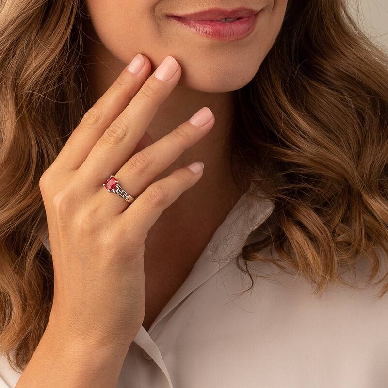 Sterling Silver 2 ct Created Ruby Solitaire Ring