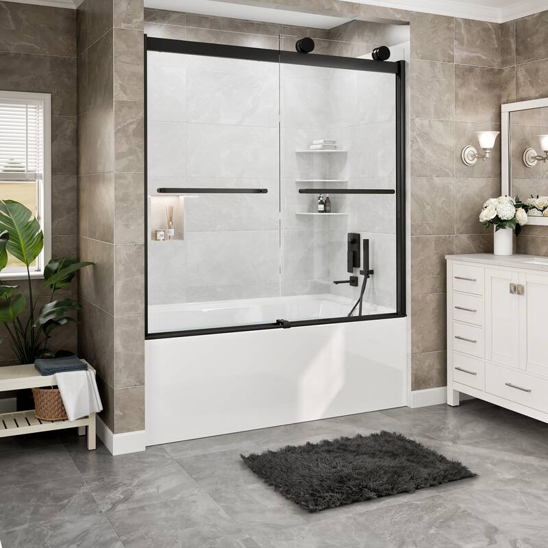 Eviva Luxor Sliding Frameless Shower Door with Tempered Glass