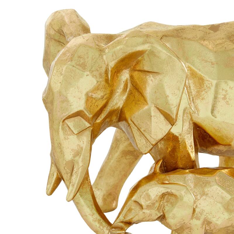 CosmoLiving by Cosmopolitan Gold Polystone Elephant Decorative Sculpture - 7 x 10 x 8