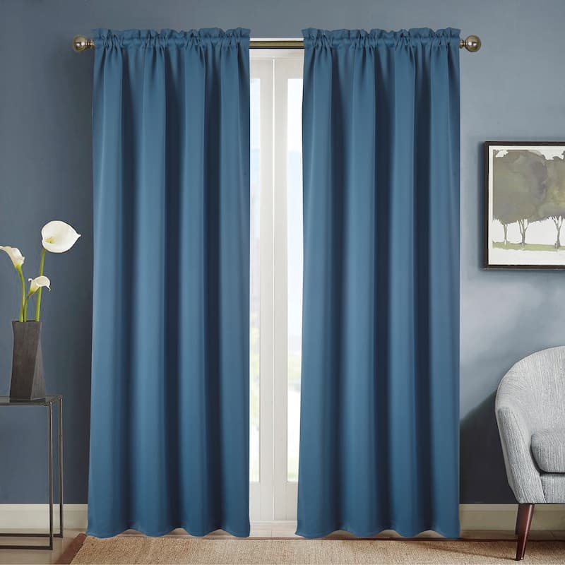Twilight Room Darkening Rod Pocket Window Curtain 84" - Blue