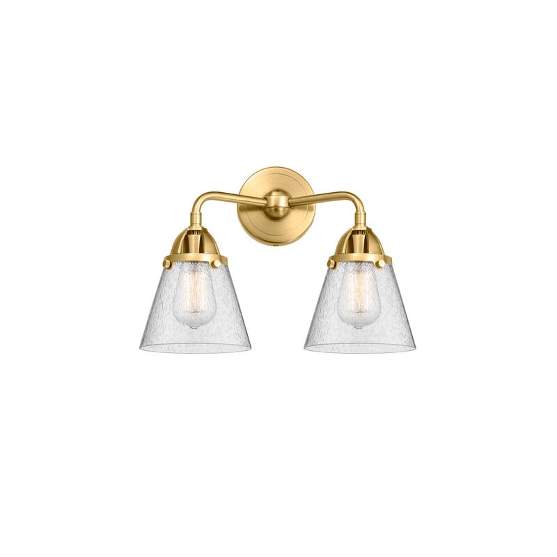 Innovations Lighting 288-2W-13-15 Cone Vanity Cone 2 Light 15" Wide - Satin Gold / Seedy
