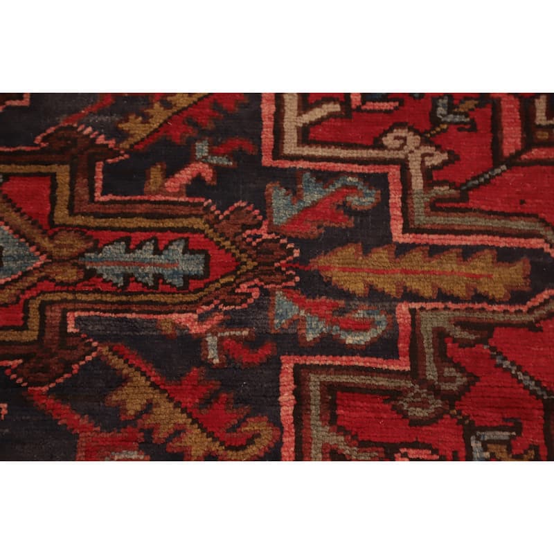Hand Knotted Oriental 100% Wool Carpet Traditional Medallion Red Heriz Area Rug - 10' 8'' X 7' 9''