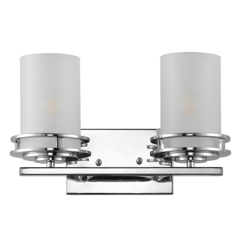 Magnolia 3-Light Metal/Frosted Glass Contemporary Glam LED Vanity Light, by JONATHAN Y